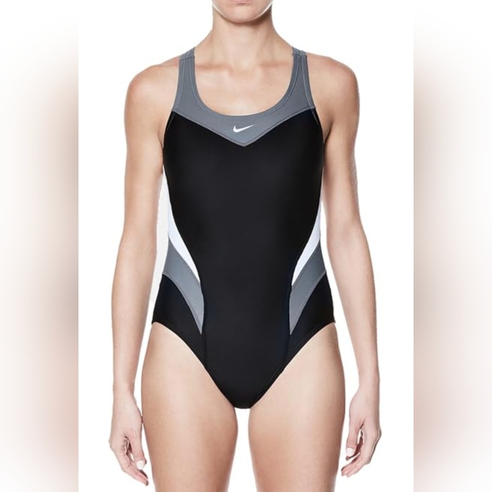 Nike Victory Color Block Power Back Tank Swimsuit Sz 6 Nike NX Fabric